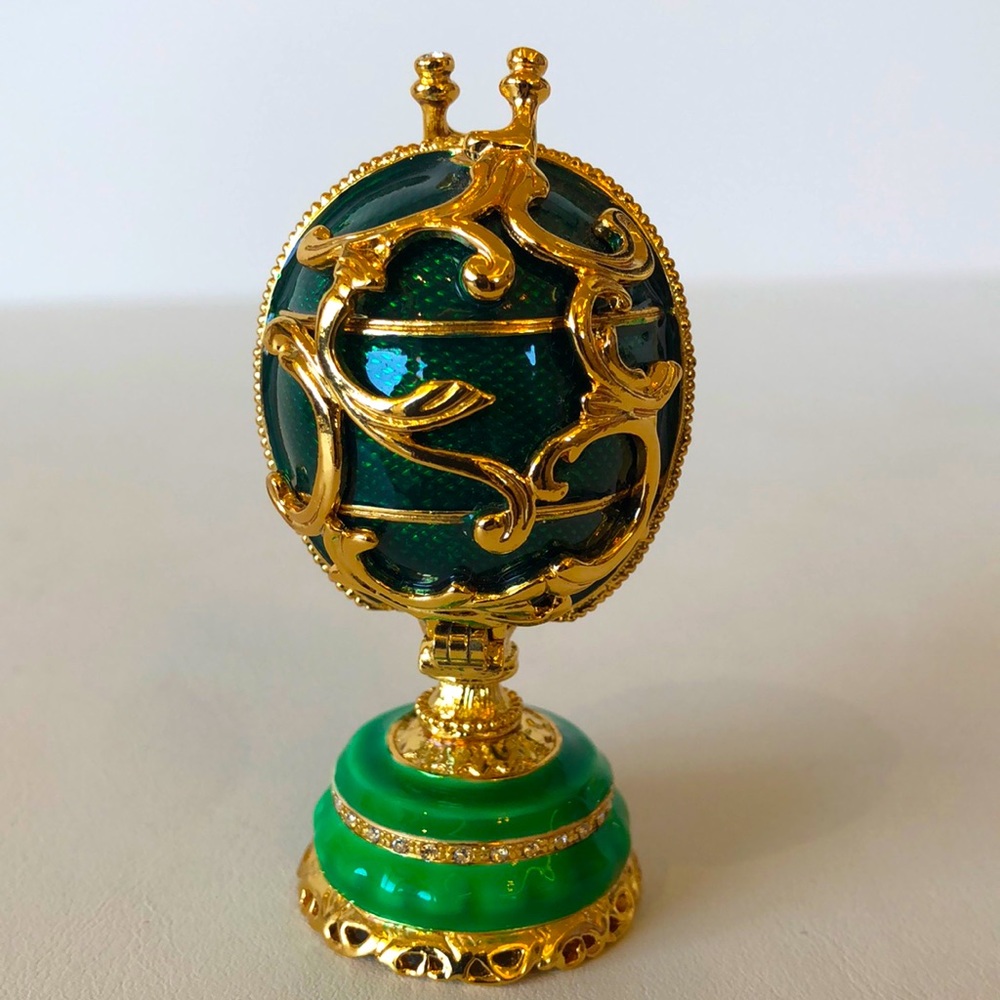 AKM(Faberge) Egg with flower inside green 7,4 cm - Picture 2 of 8